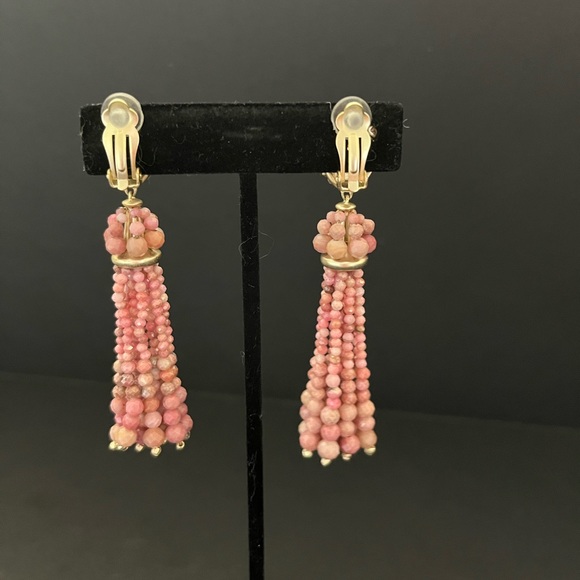 Kendra Scott “Cecily” Drop Statement Clip Dangle Earrings in Pink Rhodonite - Picture 2 of 5